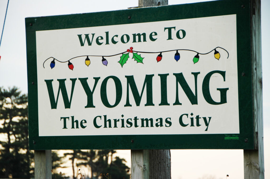 Wyoming, Iowa - The Christmas City sign
